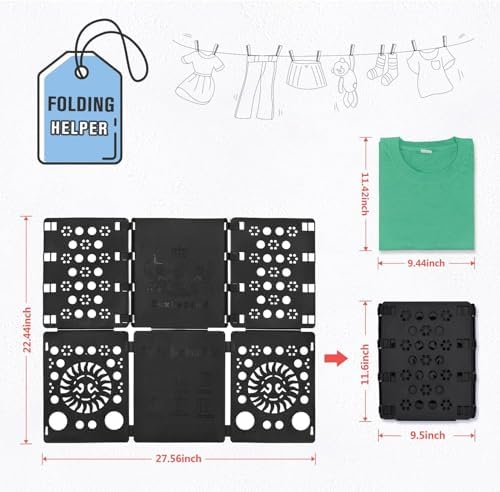 BoxLegend V3 shirt folder board in use showing real-world scale on a table
