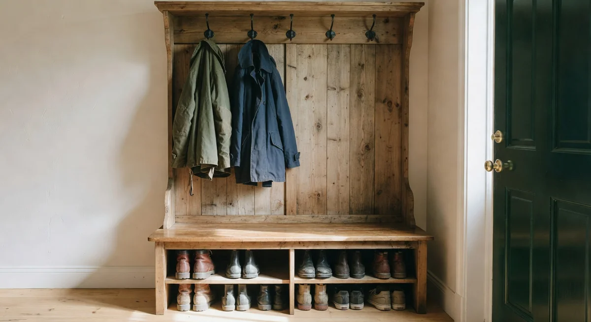 VASAGLE hall tree with bench and shoe storage in a tidy entryway