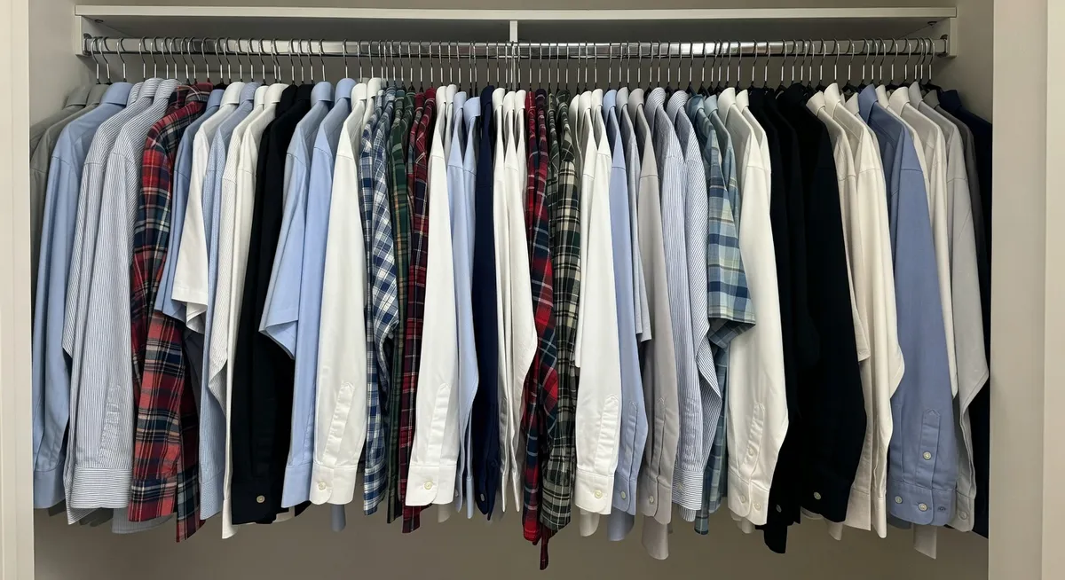 Wonder Hanger Max cascading hangers in a closet holding multiple garments vertically on a single rod hook